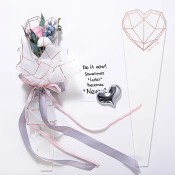 20Pcs 6Colors gyémánt szív alakú egyvirágos csomagolótáska Esküvői parti születésnapi karácsonyi ajándék csomagolóanyag