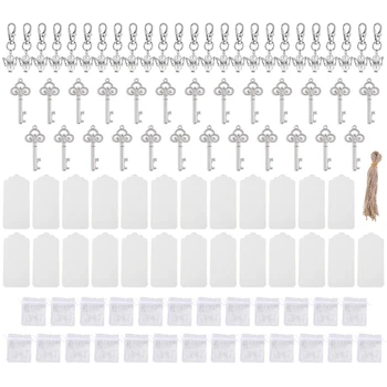 25db kulcs palacknyitó Angel kulcstartó címkékkel Táskák Esküvői parti-szívesség vendégek Dropship