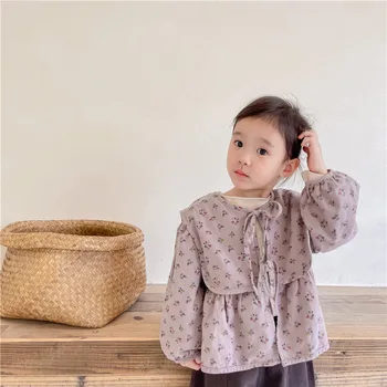 Új 2021 őszi kislányok virágmintás kabátok Koreai stílusú kisgyermekek Gyerekek Cardigan felsőruházat kendő felsők