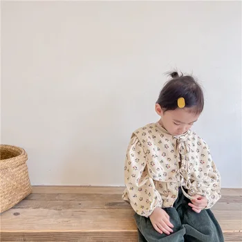 Új 2021 őszi kislányok virágmintás kabátok Koreai stílusú kisgyermekek Gyerekek Cardigan felsőruházat kendő felsők