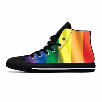 LGBT LMBTQ Meleg Leszbikus Szivárvány Büszkeség Zászló Rajzfilm Alkalmi Szövet Cipő Magas felső Kényelmes, lélegző 3D nyomtatás Férfi Női tornacipők