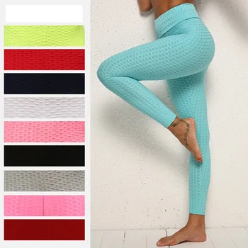 Méhsejt leggings nőknek Sport magas derék Varrat nélküli fluoreszkáló színű méhkas jóga nadrág Sportos szűk fitnesz edzőtermi leggings