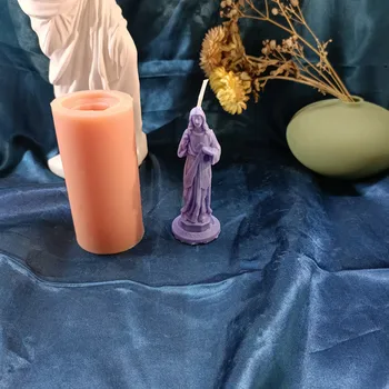 DIY Szentatya Jézus Krisztus szobor Gyertya Szilikon forma 3D szilikon forma gyertyakészítéshez Gipszforma Lakberendezés Gyanta penész