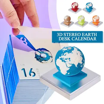 3D sztereó Föld íróasztal naptár Feljegyzés pad Föld modell Pad jegyzetek Dekor Szobor papírblokk Irodák 3D ajándék jegyzetek Feljegyzés F0G5