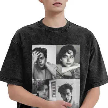 Streetwear Mosott póló Riverdale Southside Serpents Cotton pólók Cole Sprouse kollázs B W Népszerű póló férfi nyárra