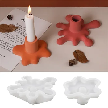 3D Áramló vízcseppek Gyertyatartó Szilikon forma DIY vakolat Gyertyatartó kézműves díszgyanta penész Lakberendezési ajándék