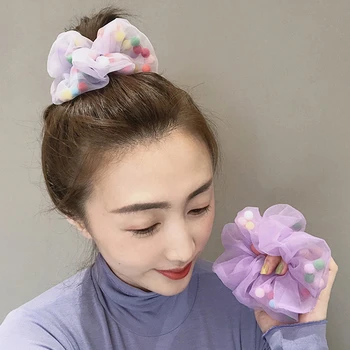 koreai Ins nettó fonal színes hajgolyó hajgyűrű vastagbélgyűrű nők lányok haj kiegészítők fejfedők gumiszalag nagykereskedelem