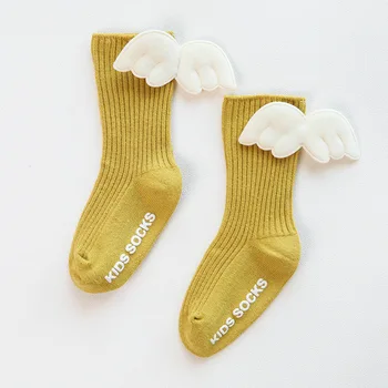 Őszi téli angyalszárnyak Gyerek zokni pamut markolat csúszásmentes csecsemő kisgyermek zokni középcsöves baba lány zokni kiegészítők újszülött