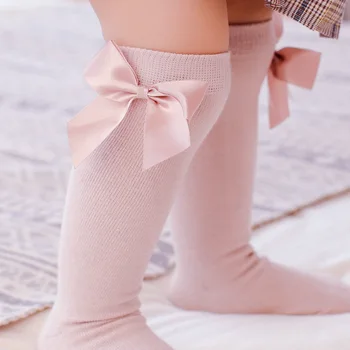 Kislányok Zokni térdig érő csokori zoknival Gyerekek hercegnő Hosszú zokni lányok Fehér rózsaszín édes ruha kiegészítők Spanyol stílusú Bebe