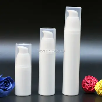 Üres kozmetikai tartályok átlátszó kupakkal Levegő nélküli pumpás palackok Lotion műanyag palack csomagolás 2db/tétel 15ml/30ml/50ml