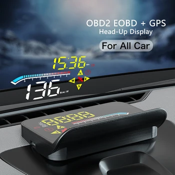 Autó HUD Head Up Display Auto OBD2 GPS kettős rendszerű projektor autóüveghez Biztonság Vízhőmérséklet riasztás Elektronikus tartozékok