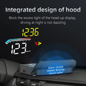 Autó HUD Head Up Display Auto OBD2 GPS kettős rendszerű projektor autóüveghez Biztonság Vízhőmérséklet riasztás Elektronikus tartozékok