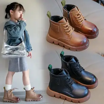 2023 Új lányok rövid csizma oldalsó cipzár puha gyerekek divat fiúk hócsizma csepp szállítás lapos gyerekek sport hócipők cipők cipők