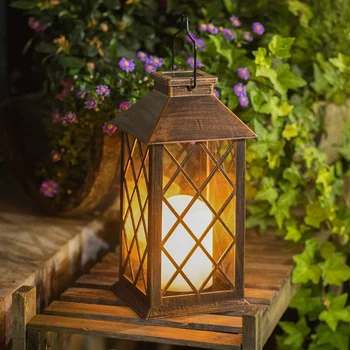 2X Napelemes lámpa, Kültéri kerti függő lámpás LED villogó láng nélküli gyertya lámpák