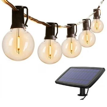 3X G40 napelemes LED lámpák 18Ft kültéri terasz gömb füzér lámpák Bisztró udvari dekoráció 1.5W 10 izzók
