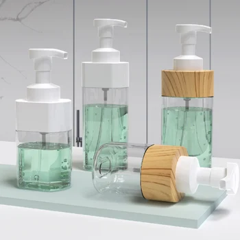 1PC 300ml/500ml lapos hab palack négyszögletes átlátszó műanyag kozmetikai adagoló palackprés típusa Wash arctejes palack