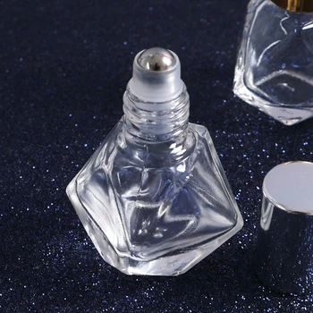 1db Mini üveghengeres palackok rozsdamentes acélból Görgős golyók utazáshoz Illóolajok Parfümök Aromaterápiás minta injekciós üveg