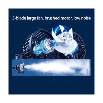 Ventilátor autós elektromos autó klip hűtőventilátorokhoz Fejtámla 360 fokban forgatható kettős fejű 3 sebességes hátsó ülés légventilátor