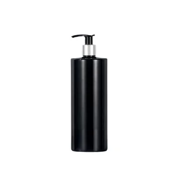 Műanyag fényes fekete palack 300ml 500ml 10Db fekete fehér lotion pumpa arany ezüst nyakörv lapos vállú PET csomagoló tartály