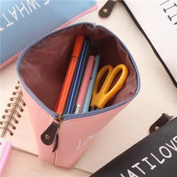 PU Bőr tolltok Vászon tolltáska Multifunkciós írószer táska Egyrétegű diák írószer Ceruza táska Ceruza tokok
