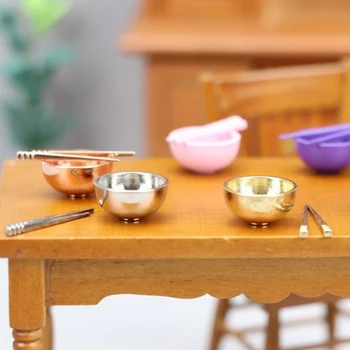 1Set 1:12 Babaház miniatűr tál evőpálcika Konyhai étkészlet modell dekoráció Játék babaház kiegészítők