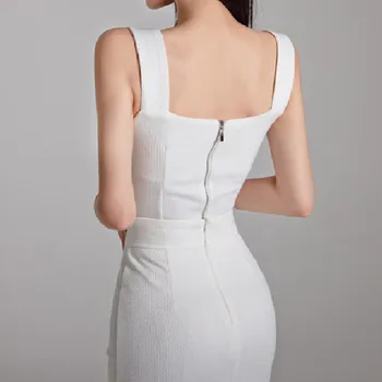 Nyári női ruhák 2023 Új szexi csatos vállpánt rövid felső magas derékú vékony szoknya fehér szettek nők
