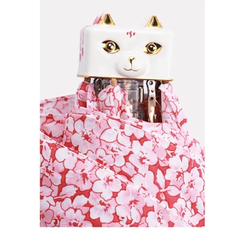 Macska lapos 50%-os zsebes napernyő női napernyő női napvédelem ultrakönnyű hordozható virágos napernyő táska esernyő