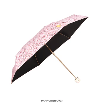 Macska lapos 50%-os zsebes napernyő női napernyő női napvédelem ultrakönnyű hordozható virágos napernyő táska esernyő