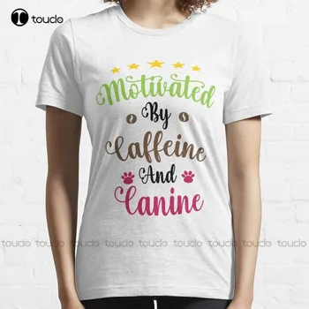 A koffein és a kutya motiválja - Vicces kávé és kutyák szerelmesei Classic póló Fehér alsóingek Férfiak Egyéni ajándék Xs-5Xl Retro
