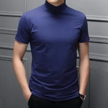 Trendi Bőrbarát férfi Nyári felső Egyszerű stílusú férfi nyári póló Tiszta színű nyári póló Férfi ruházat