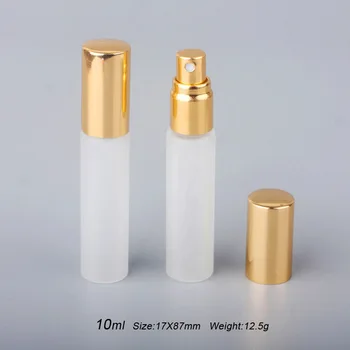10ml matt üveg spray palack újratölthető palackok parfüm, smink és utazás parfümös üveg arany kupakkal üres üveg