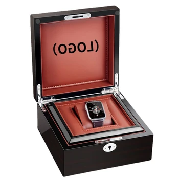 Watch Case Box Ingyenes testreszabott logó Luxus vitrin Ajándék Kiváló minőségű fa doboz dobozban patronzár Egyetlen tároló rendszerező