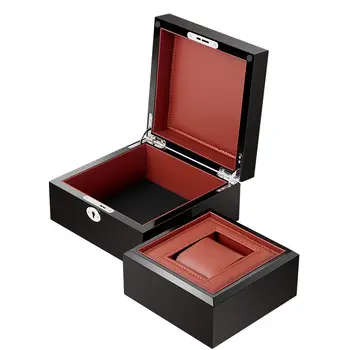 Watch Case Box Ingyenes testreszabott logó Luxus vitrin Ajándék Kiváló minőségű fa doboz dobozban patronzár Egyetlen tároló rendszerező