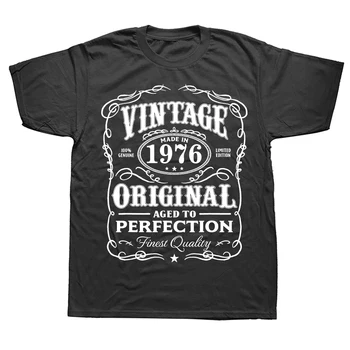Vintage 1976 Perfection All Original Part Cool Tshirt Men újdonság Sarcastic Thir Hop Hipster Streetwear Póló