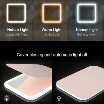 USB LED sminktükrök fényekkel rózsaszín 360 hordozható összecsukható intelligens utazás arc smink asztali tükör kozmetikai hiúság Miroir