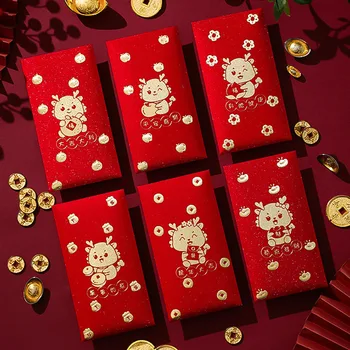 A sárkány éve Piros boríték 2024 Újévi szerencsés csomag Szerencsés újévi pénz gyerekeknek Ünnepi zsúr ajándék gyerekeknek
