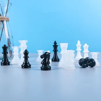Sakkkészlet Forma Epoxigyanta Szilikon penész Sakktábla UV ragasztó 3D King Queen dáma darabok készletek DIY kristály kézzel készített eszközök