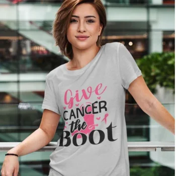 Give Cancer The Boot Ladies Top luxus 100% pamut póló designer póló