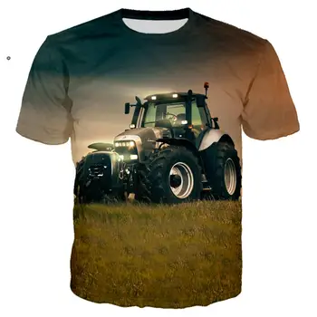 2023 Új nyári 3D nyomtatás Autó traktor póló Ropa Hombre divat alkalmi streetwear férfi póló felsők gyermek pólók
