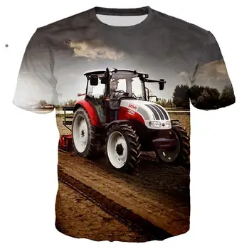 2023 Új nyári 3D nyomtatás Autó traktor póló Ropa Hombre divat alkalmi streetwear férfi póló felsők gyermek pólók