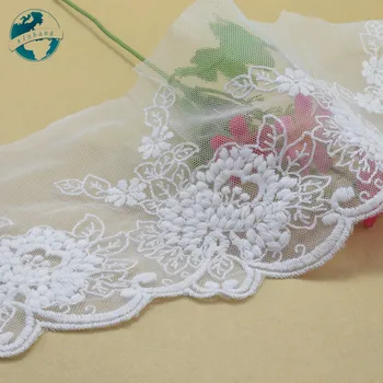 13cm fehér pamut hímzés csipke francia szalagszövet Guipure DIY díszítések lánckötés varrás esküvői ruha kiegészítők#3392