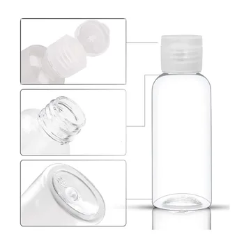 5Db 5-100ML átlátszó műanyag üres palackok utazási méretű palackok flip kupakkal Mintapalack folyadékokhoz Sampon lotion kondicionáló
