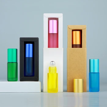 30Pcs 5ml matt üveg tekercs palackok csomagolódobozzal illóolaj injekciós üvegek üres újratölthető parfümös üveg vastag üveg