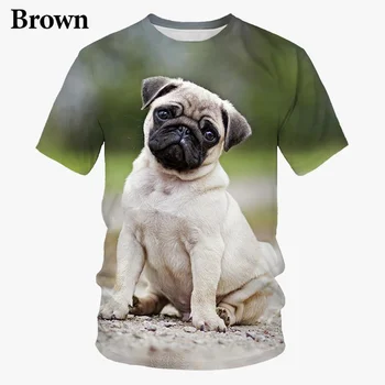 2023 Új vicces menő póló kutya mopsz 3D nyomtatott rövid ujjú póló Unisex divat alkalmi póló állatos grafikus felső