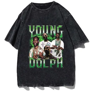 Rapper Young Dolph Graphic póló Hip Hop Vintage 90S pamut pólók Nyári rövid ujjú Laza Oversize streerwear Gótikus póló