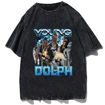 Rapper Young Dolph Graphic póló Hip Hop Vintage 90S pamut pólók Nyári rövid ujjú Laza Oversize streerwear Gótikus póló