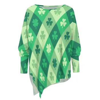 Green Shamrock pólók Lucky Saint Patricks Day vintage póló női hosszú ujjú O nyakú Street Fashion felsők Nagy méretű ruhák