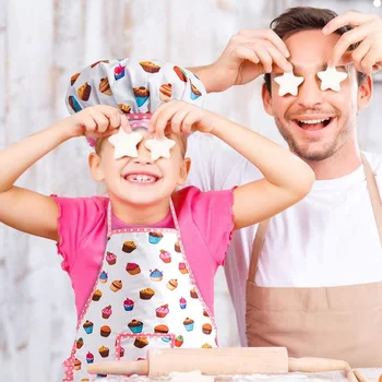 Fiú öltöny Gyermek kötény konyha Gyerek kisgyermek főzés Lány szakács készletek Fehér kalap kötények