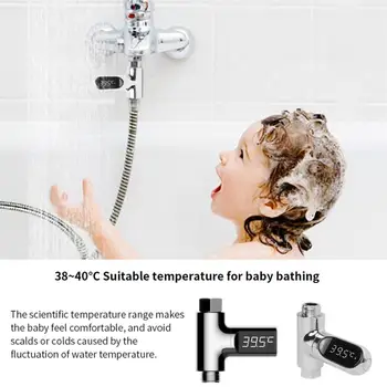 1 ~ 5DBS Kiváló minőségű 360 ° -ban forgatható LED digitális zuhany hőmérséklet-kijelző Fürdőszoba babakád vizes zuhany hőmérő