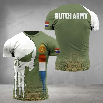 Nyári férfi póló ARMY-VETERAN 3D nyomtatott póló Férfi divat Holland póló Francia póló Álcázó felsők Pólók Gyerekek
